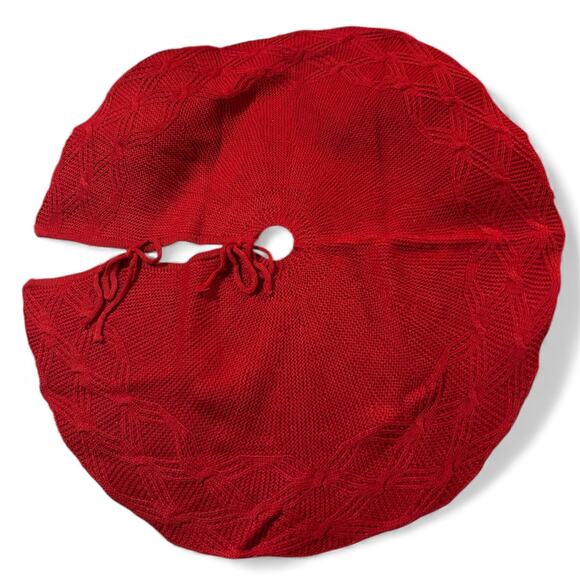 NWT 24” Red Knit Christmas Tree Skirt - Picture 8 of 9